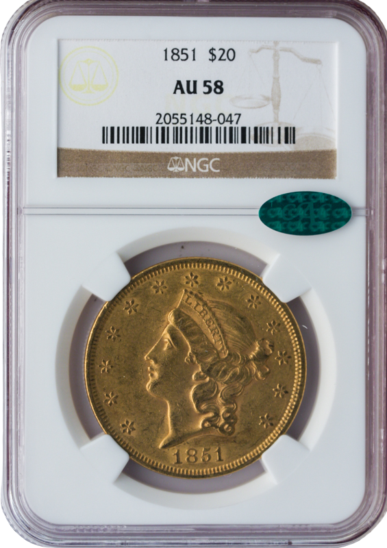 1851 $20 Liberty NGC AU58 CAC