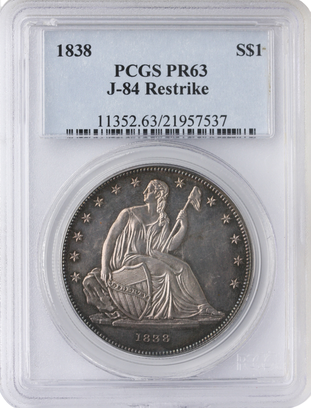 1838 GOBRECHT $1 Restrike PCGS PR63