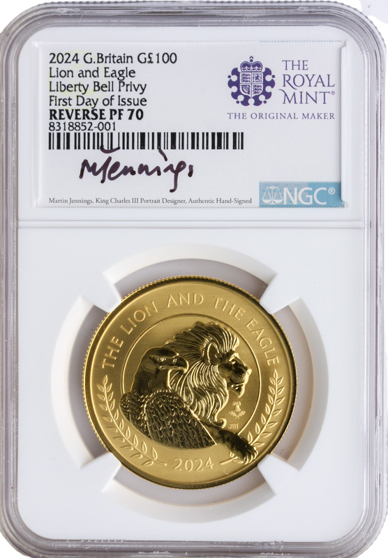 2024 1 oz Gold Royal Mint Lion & Eagle NGC PF70 - First Day of Issue Liberty Bell Privy