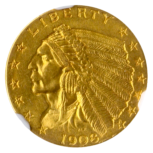 1908 $2.50 Indian NGC MS63 CAC