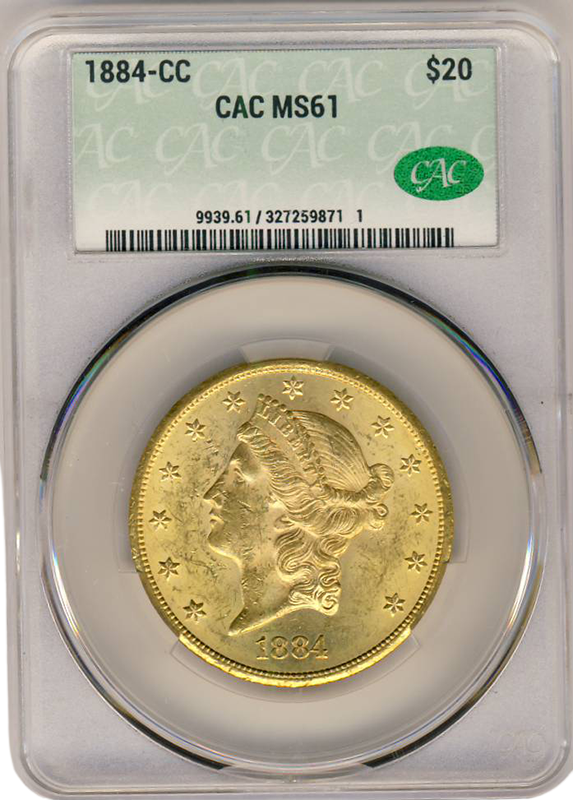 1884-CC $20 Liberty CACG MS61