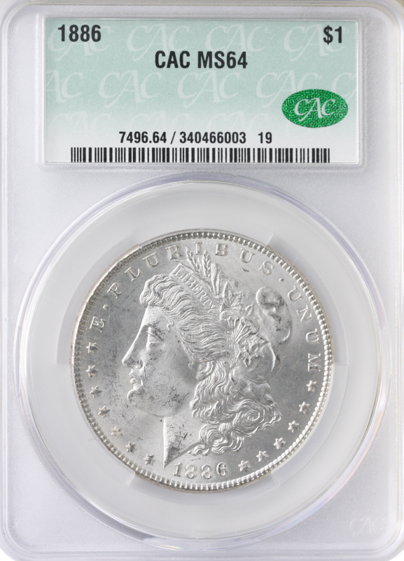 1886 Morgan $1 CACG MS64 CAC