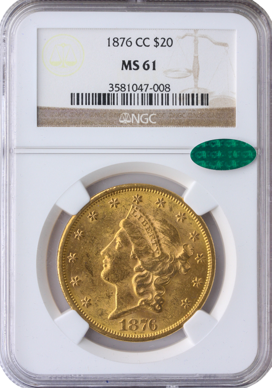 1876-CC $20 Liberty NGC MS61 CAC