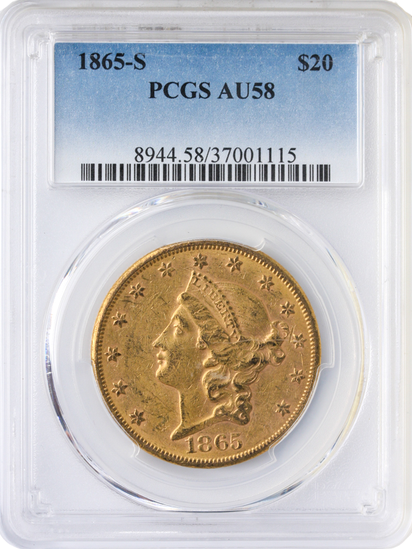 1865-S $20 Liberty PCGS AU58