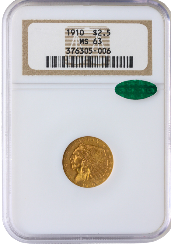 1910 $2.50 Indian NGC MS63