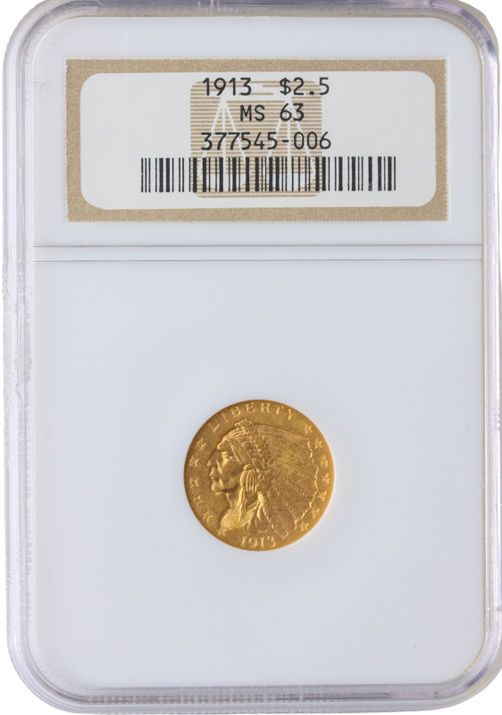 1913 $2.50 Indian NGC MS63