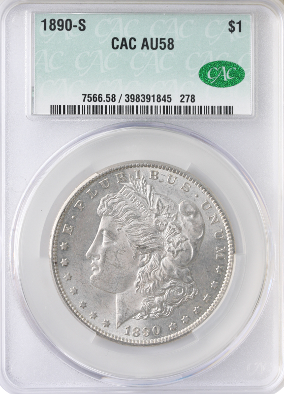 1890-S Morgan $1 CACG AU58 CAC