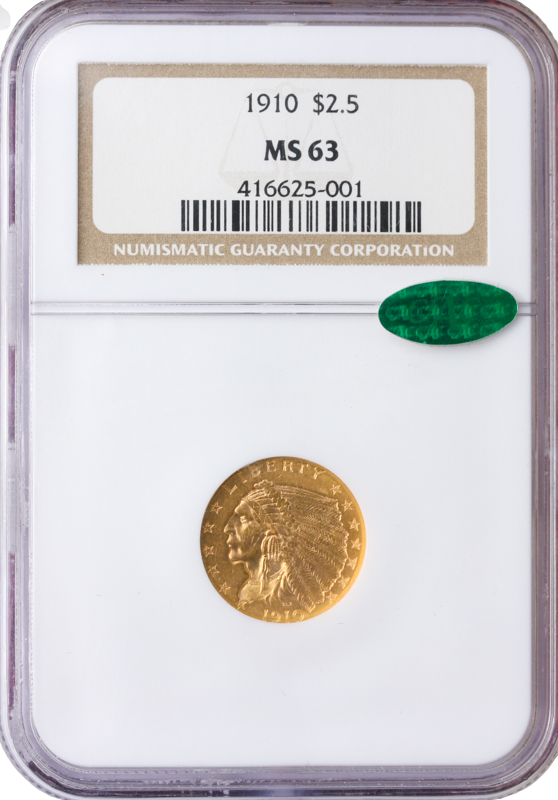 1910 $2.50 Indian NGC MS63