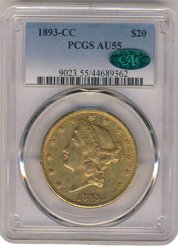 1893-CC $20 Liberty PCGS AU55 CAC