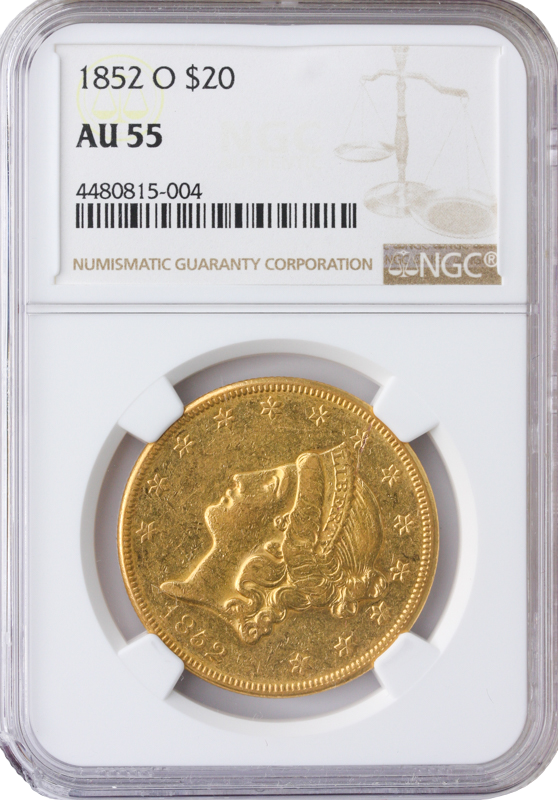 1852-O $20 Liberty NGC AU55