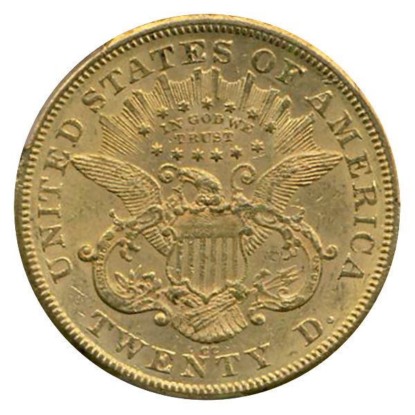 1875-CC $20 Liberty PCGS AU58 CAC +