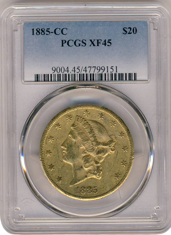 1885-CC $20 Liberty PCGS XF45