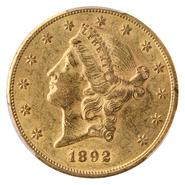 1892-CC $20 Liberty PCGS AU53 CAC