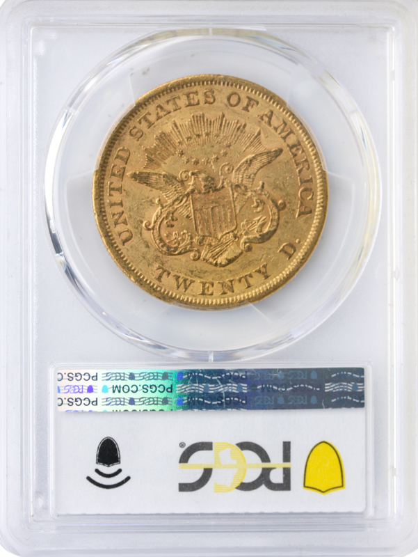 1854 $20 Liberty Small Date PCGS AU53