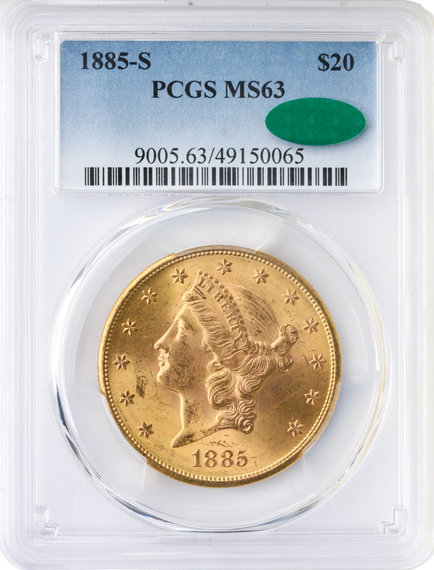 1885-S $20 Liberty PCGS MS63 CAC