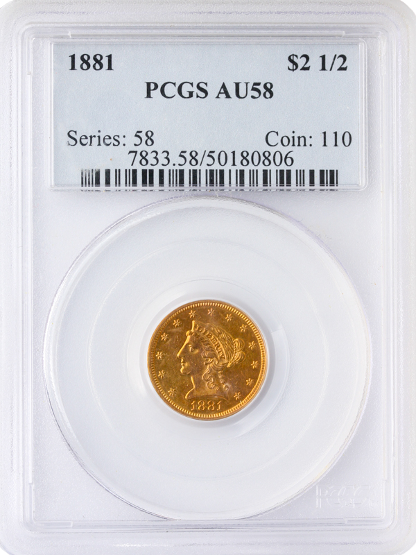 1881 $2.50 Liberty PCGS AU58