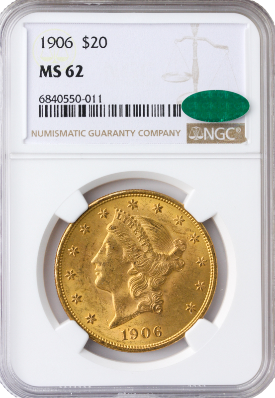 1906 $20 Liberty NGC MS62 CAC