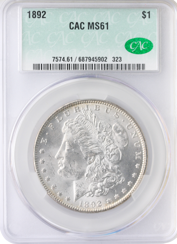 1892 Morgan $1 CACG MS61