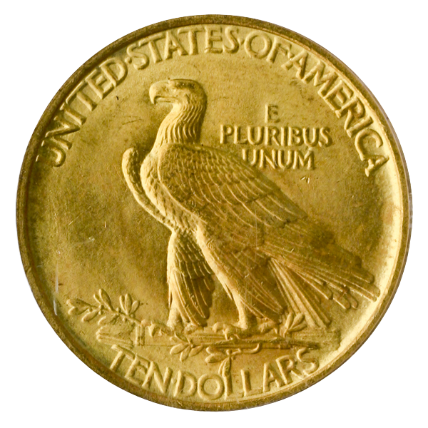 1907 No Motto $10 Indian Gold Coin PCGS Mint State 66(MS66) CAC