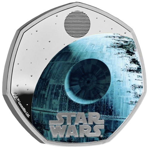 2024 50p Silver Royal Mint Star Wars Death Star Proof Colorized