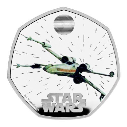 2024 50p Silver Royal Mint Star Wars X-Wing Proof Colorized