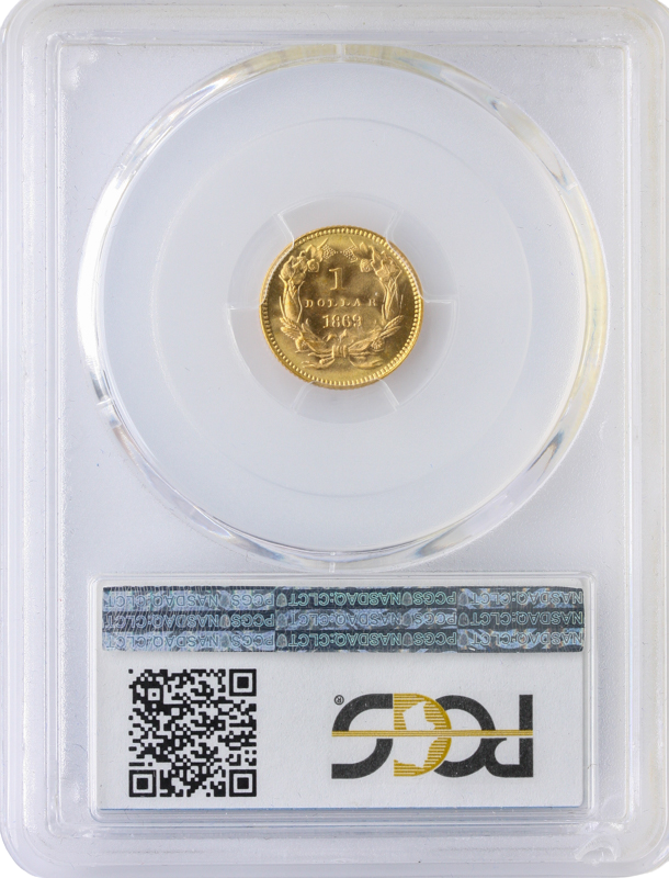 1869 $1 Gold Type 3 PCGS MS66 +