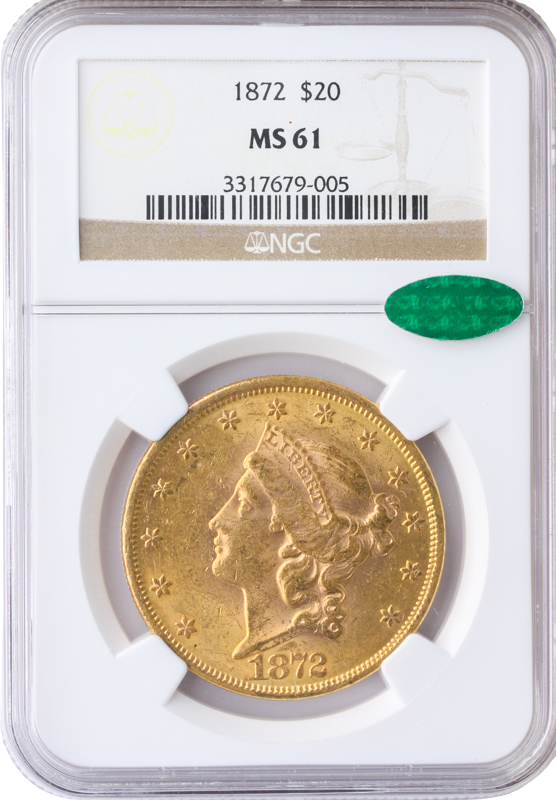 1872 $20 Liberty NGC MS61