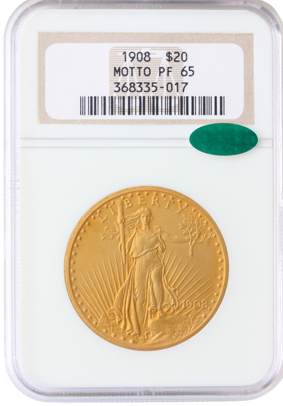 1908 $20 Saint Gaudens Matte Finish NGC PR65 CAC