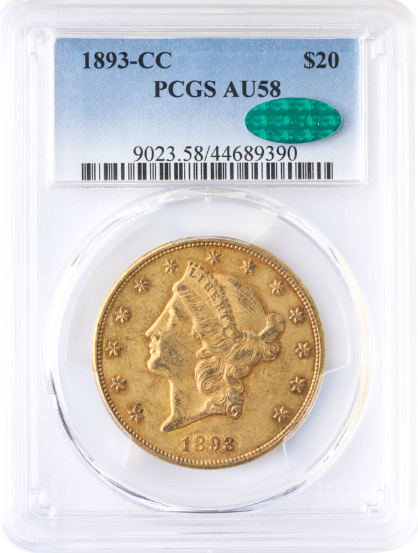 1893-CC $20 Liberty PCGS AU58 CAC