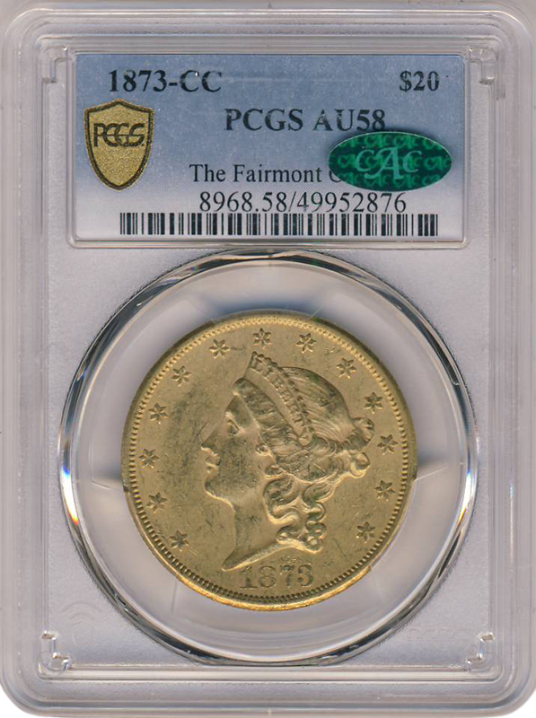 1873-CC $20 Liberty PCGS AU53 CAC