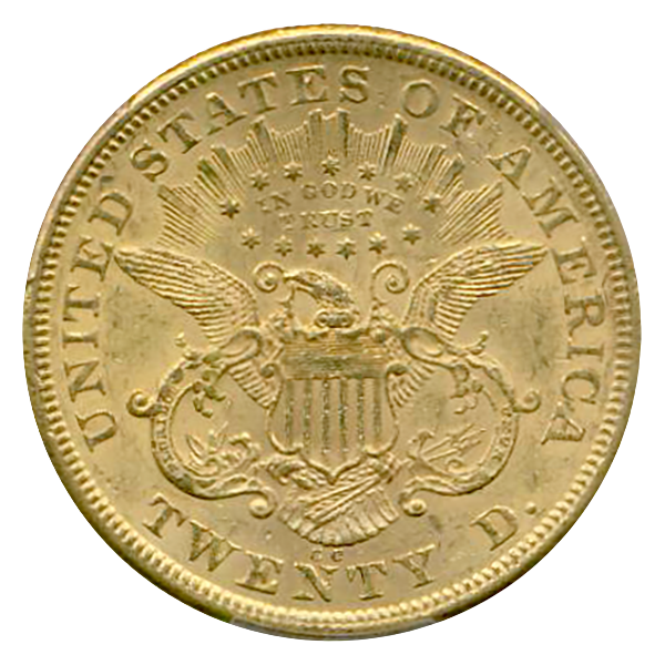 1873-CC $20 Liberty PCGS AU53 CAC