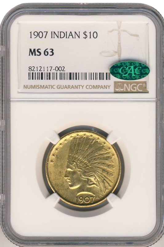 1907 $10 Indian NGC MS63 CAC