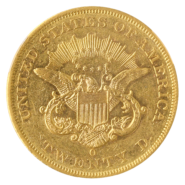 1861-O $20 Liberty CACG AU50