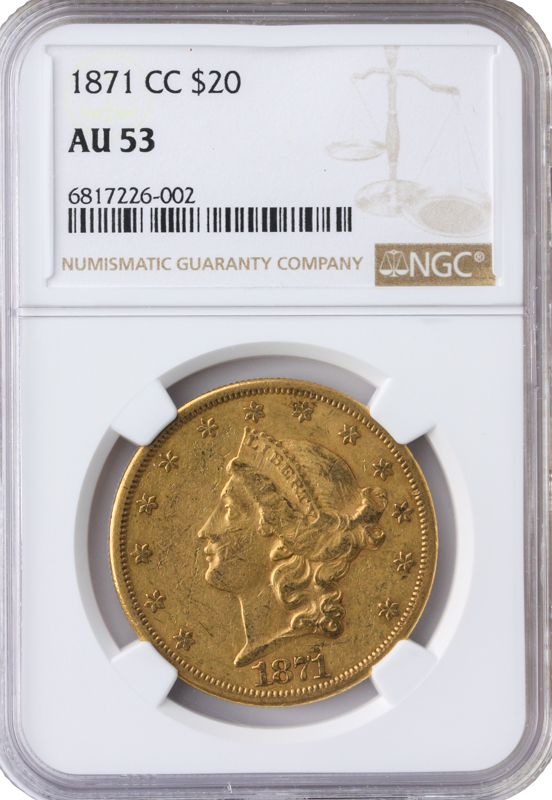 1871-CC $20 Liberty NGC AU53