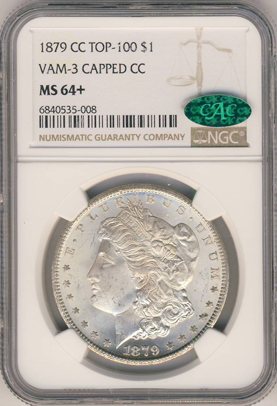 1879-CC Morgan Top 100 VAM-3 Capped NGC MS64 CAC