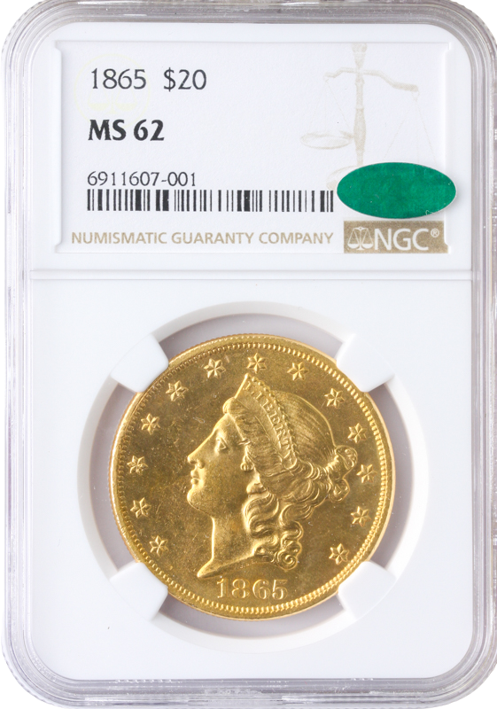 1865 $20 Liberty NGC MS62 CAC