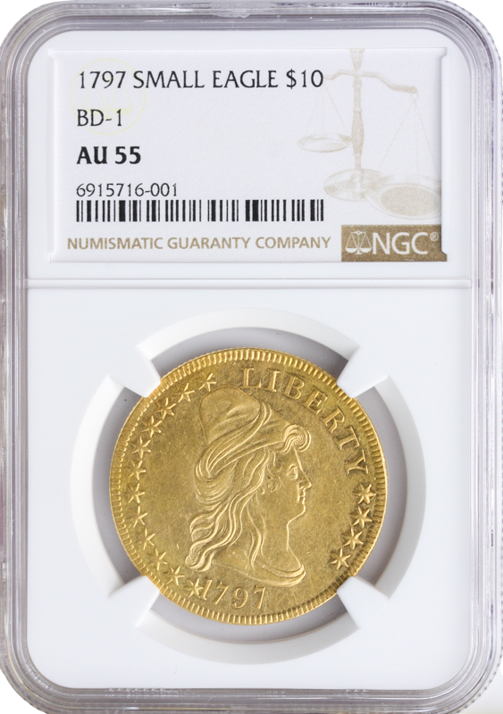 1797 $10 Draped Bust Small Eagle NGC AU55