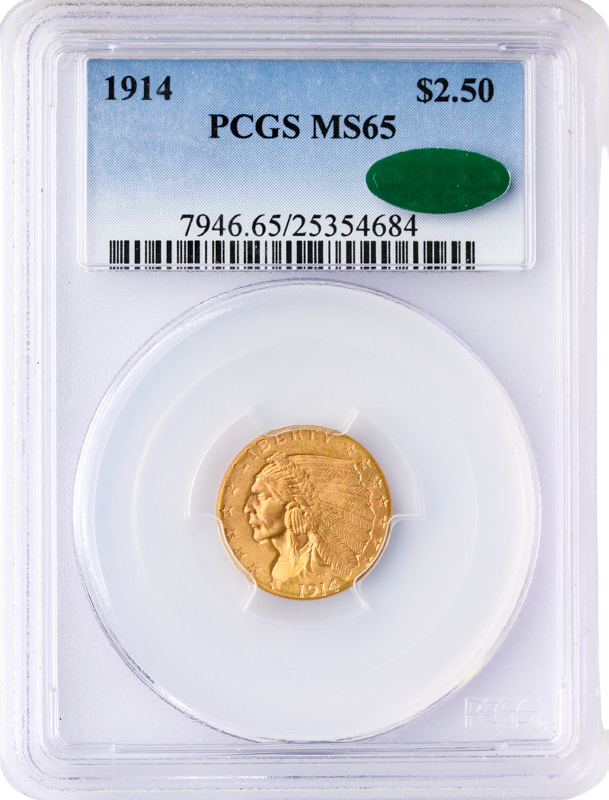 1914 $2.50 Indian PCGS MS65 CAC