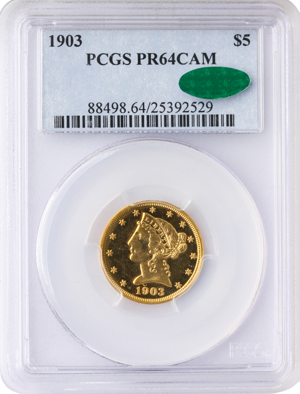 1903 $5 Liberty PCGS PR64 Cameo CAC