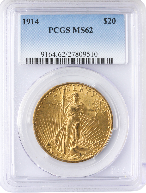 1914 $20 St. Gaudens PCGS MS62