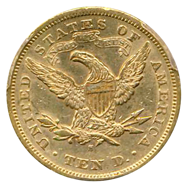 1874-S $10 Liberty PCGS AU53 CAC