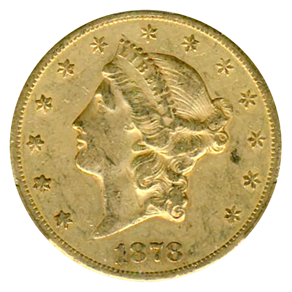 1878-CC $20 Liberty CACG AU50