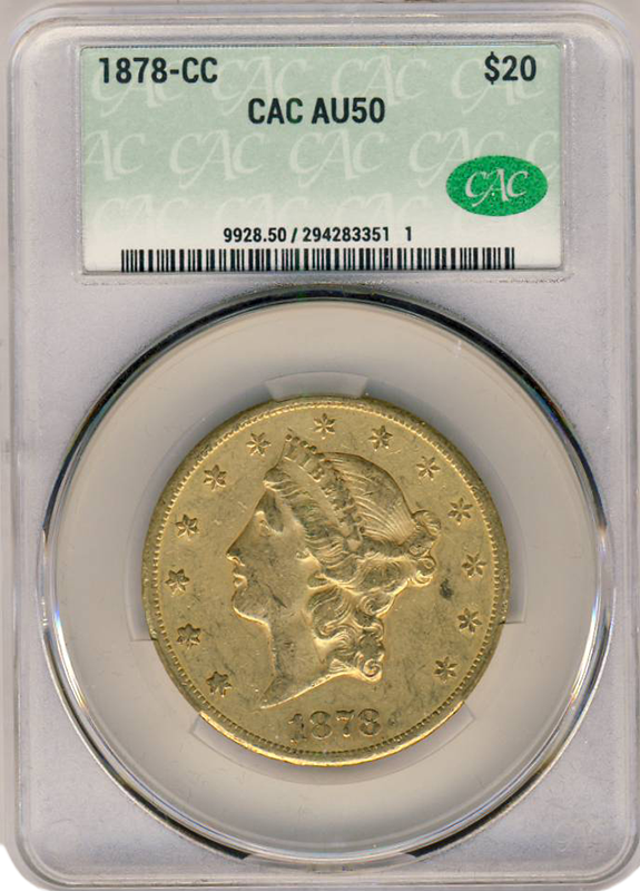 1878-CC $20 Liberty CACG AU50