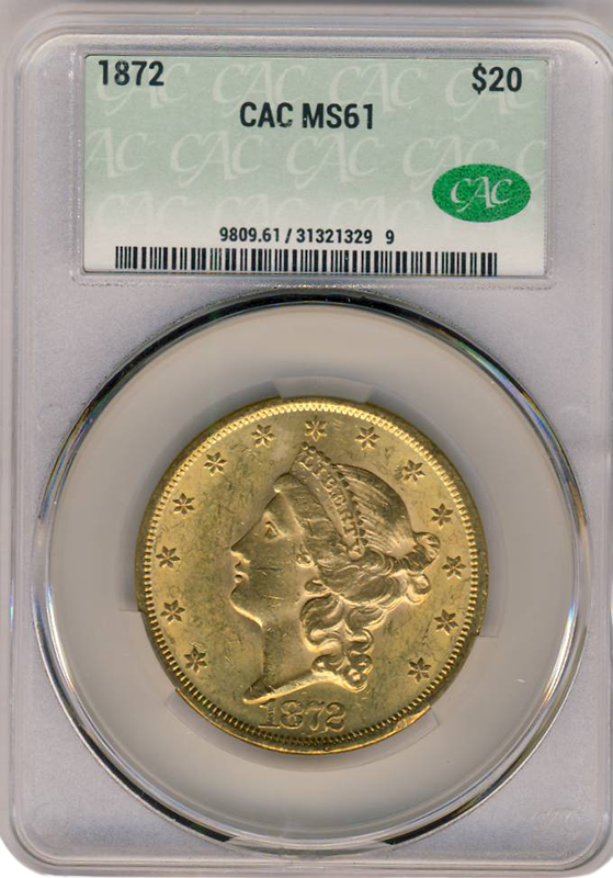 1872 $20 Liberty CACG MS61