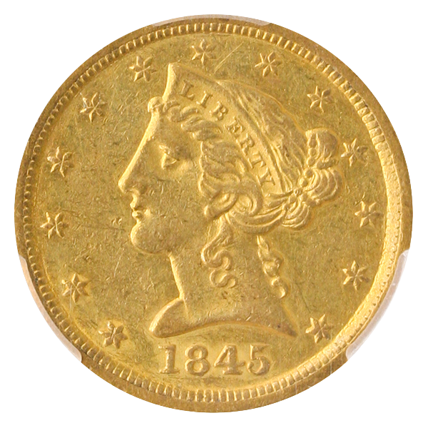 1845-O $5 Liberty CACG AU58