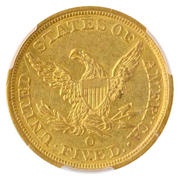 1845-O $5 Liberty CACG AU58