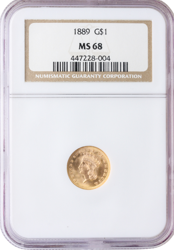 1889 $1 Gold NGC MS68