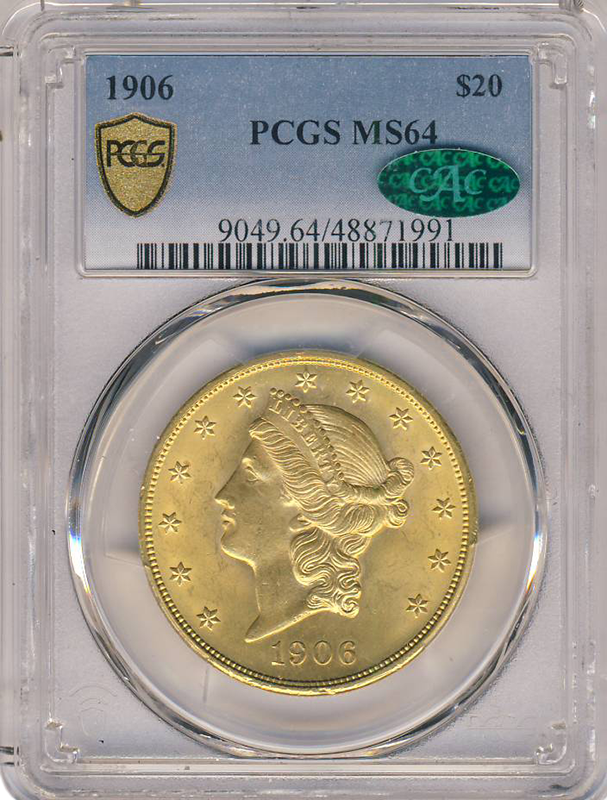 1906 $20 Liberty PCGS MS64 CAC