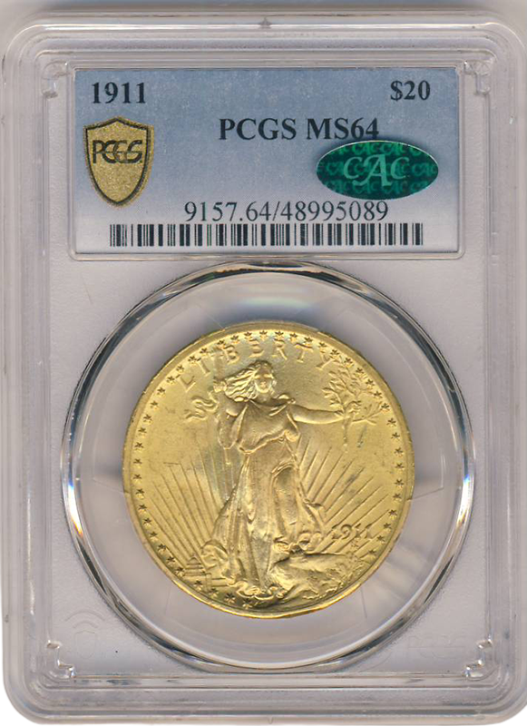 1911 $20 Saint Gaudens PCGS MS64 CAC