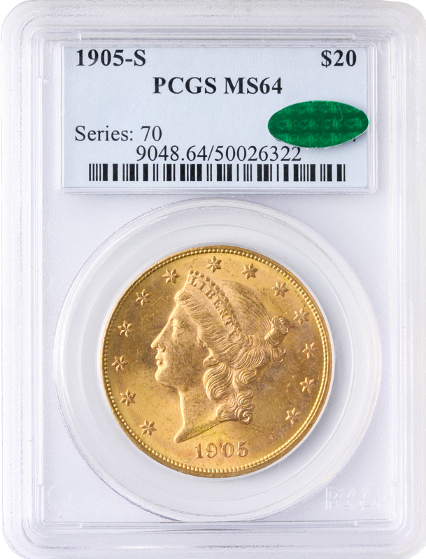 1905-S $20 Liberty PCGS MS64 CAC